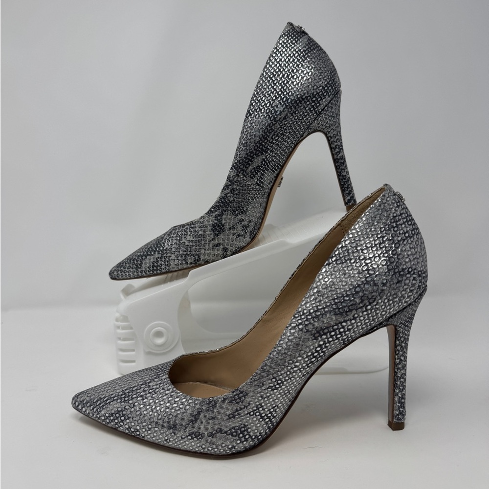 Sam Edelman Silver and Blue Snakeskin Pointed Toe Pumps – Size 7.5 - Picture 5 of 10